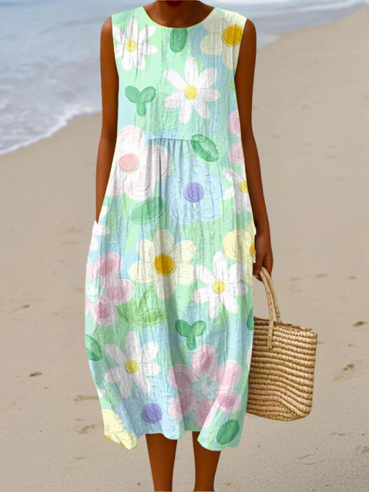 Erika | Vestido Midi con Flores Pastel