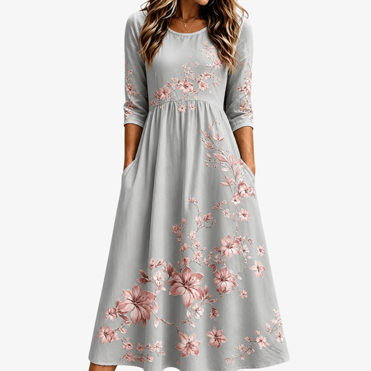 Silvanna | Vestido midi retiro flor de plata
