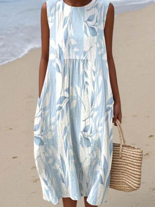 Maylen | Vestido Midi con Estampado Hojas