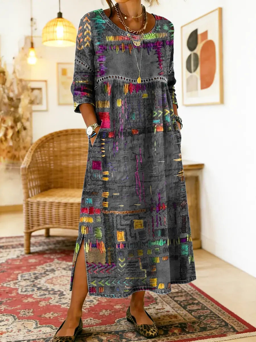 Patricia | Vestido Denim con Patchwork Bohemio