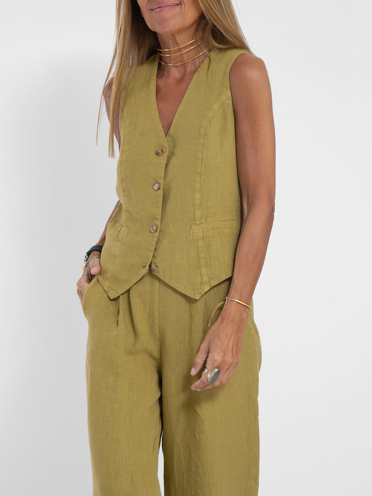 Aira | Conjunto elegante de dos piezas con chaleco y pantalón de pierna ancha