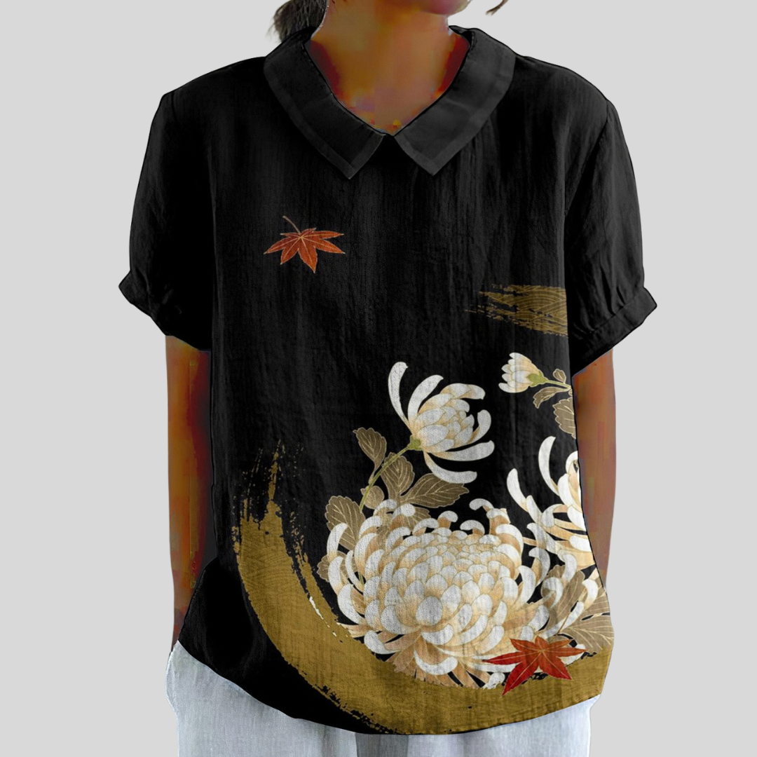 Teopanzolco | Blusa Elegancia Floral Negra
