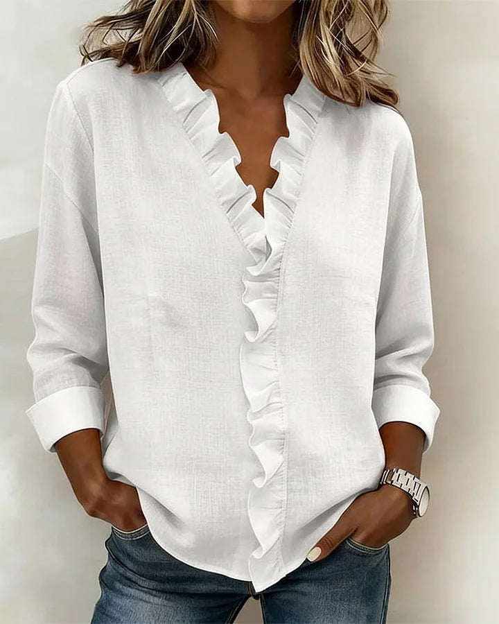 Malinali |  Blusa con Volantes y Cuello en V