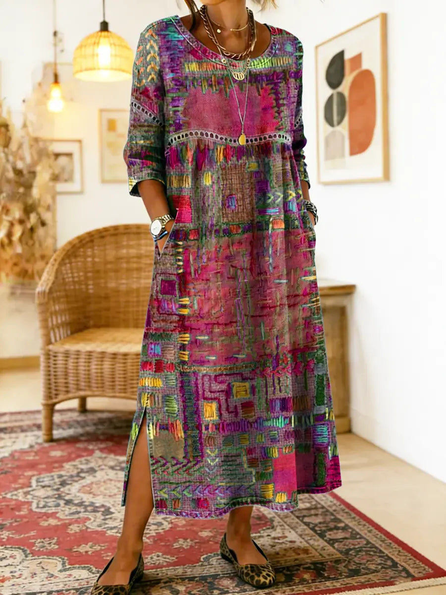 Patricia | Vestido Denim con Patchwork Bohemio