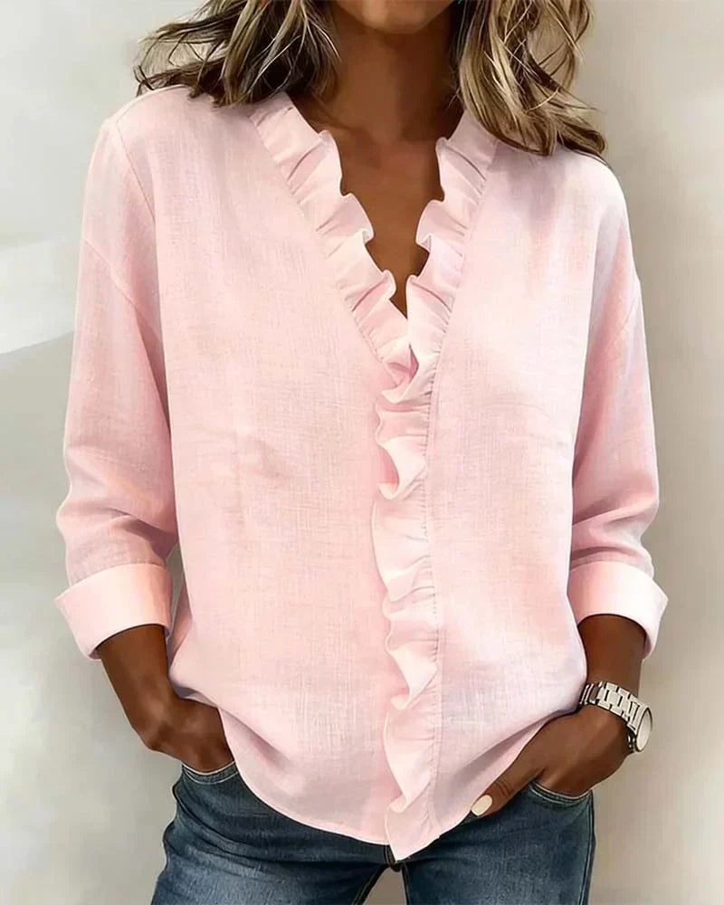 Malinali |  Blusa con Volantes y Cuello en V