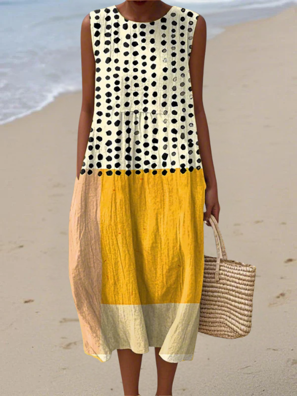 Chaya | Vestido Midi con Bloques de Color y Lunares
