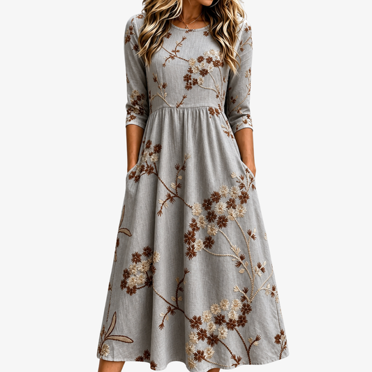 Lodia | Vestido midi floral otoño con bolsillos