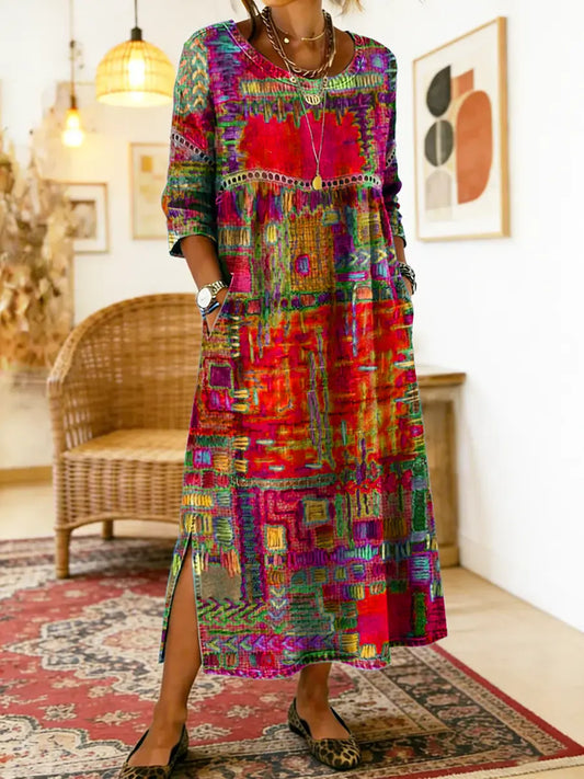 Patricia | Vestido Denim con Patchwork Bohemio