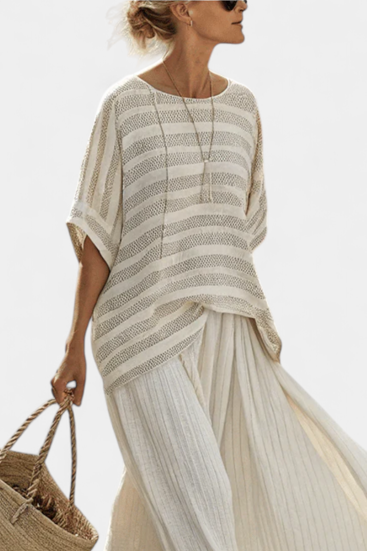 Graziella | Top a rayas de bambú natural y pantalones fluidos