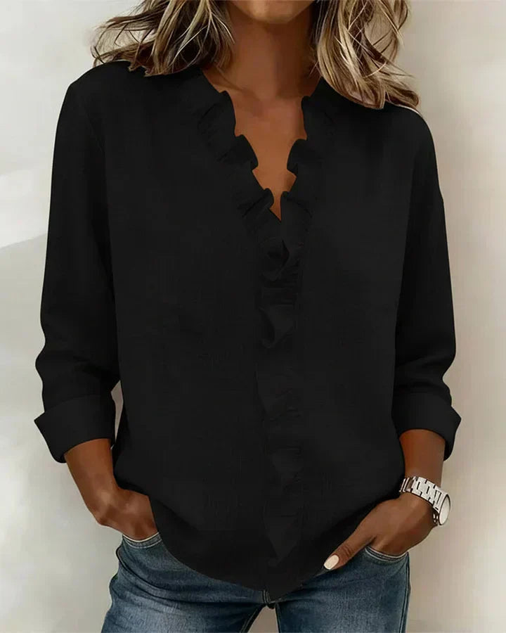 Malinali |  Blusa con Volantes y Cuello en V