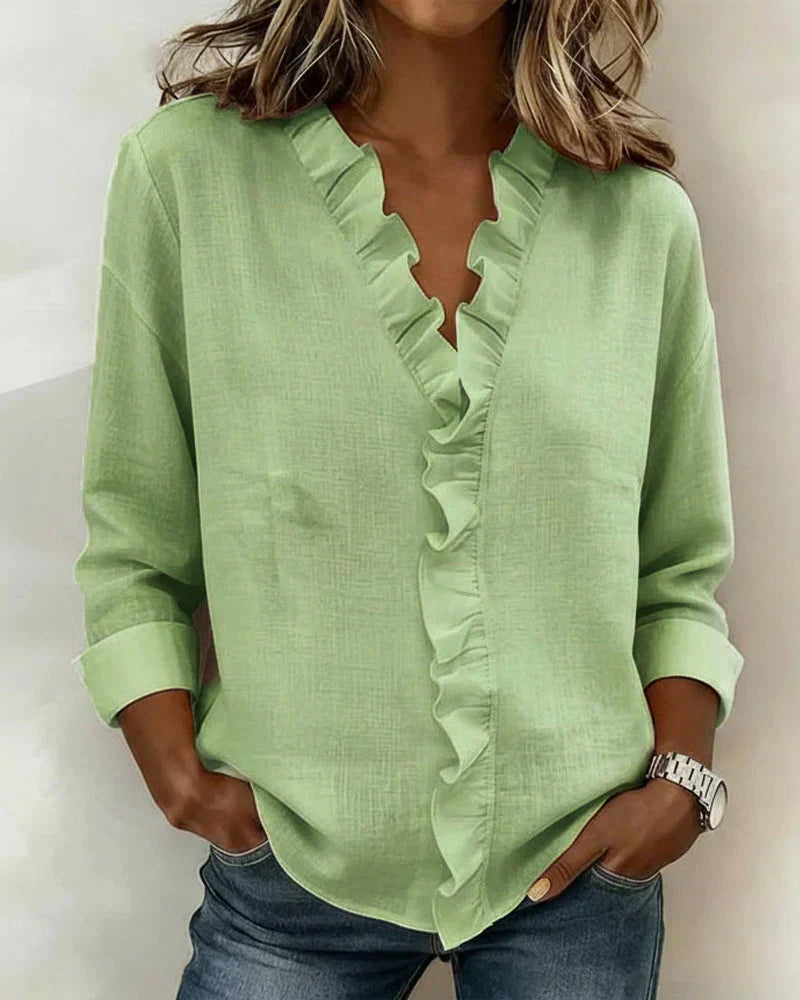 Malinali |  Blusa con Volantes y Cuello en V