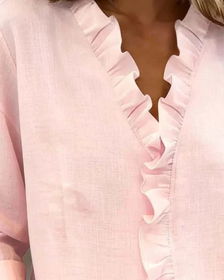 Malinali |  Blusa con Volantes y Cuello en V