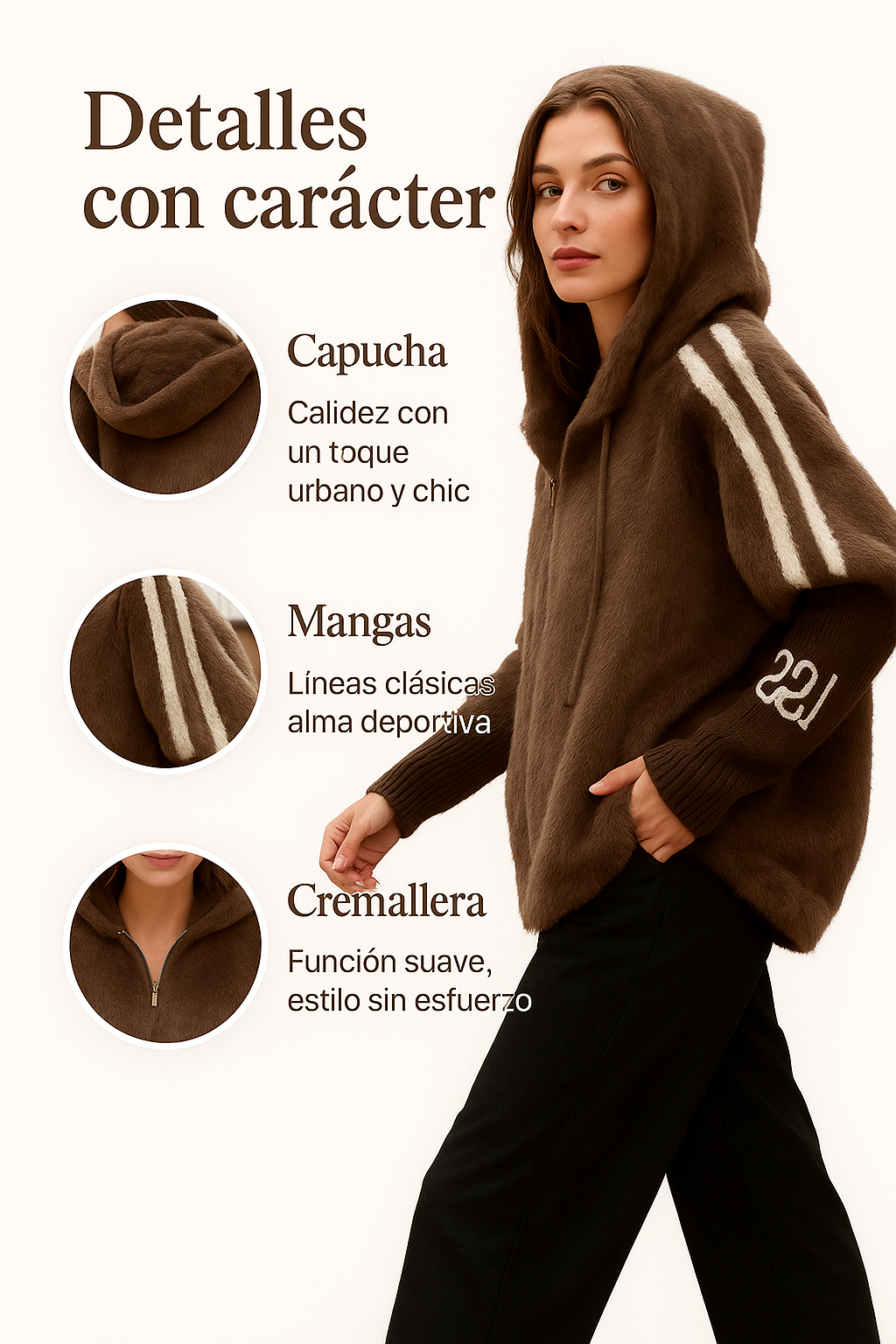 Ainoa | Chaqueta casual con capucha y cremallera