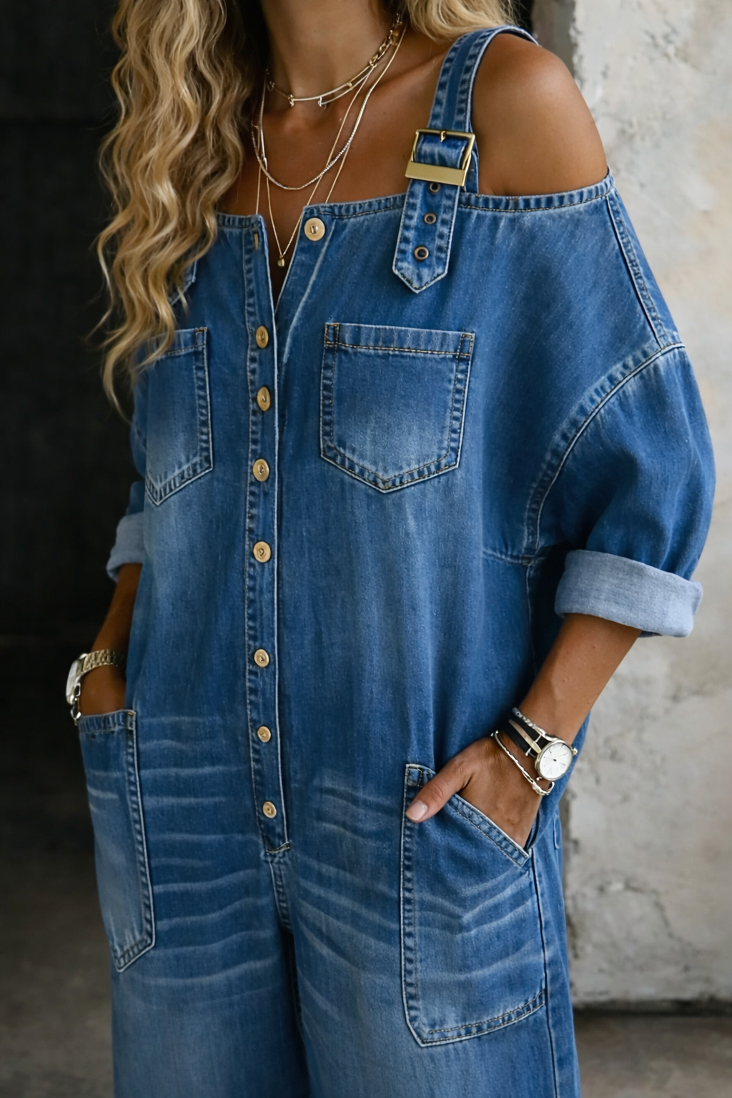 Soyona | Overol denim con bolsillos
