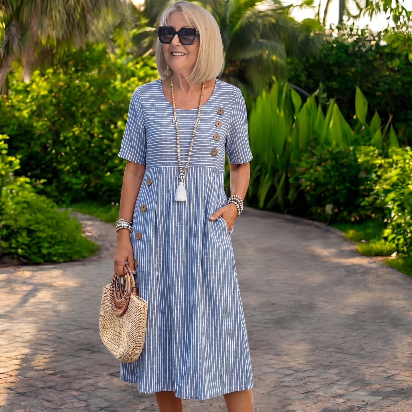 Nuria | Vestido midi a rayas