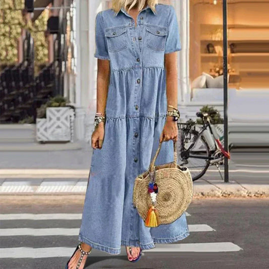 Vaqueira | Vestido denim fluido