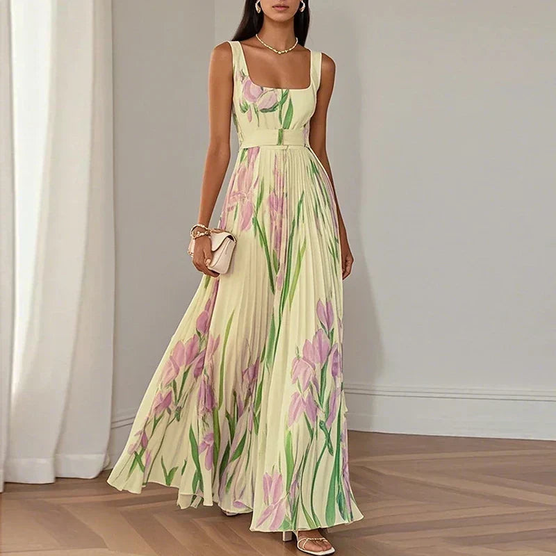 Floriene | Vestido maxi A-line con estampado floral
