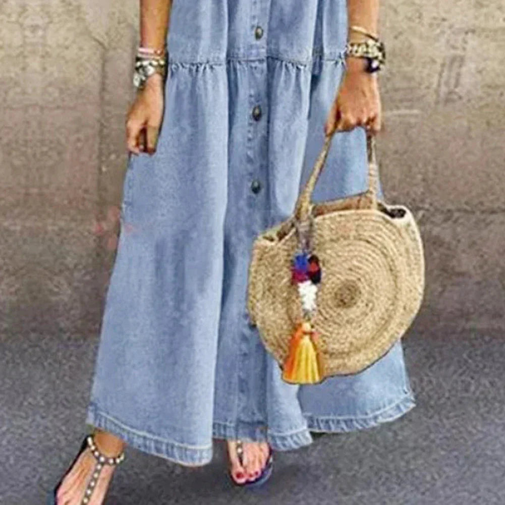 Vaqueira | Vestido denim fluido