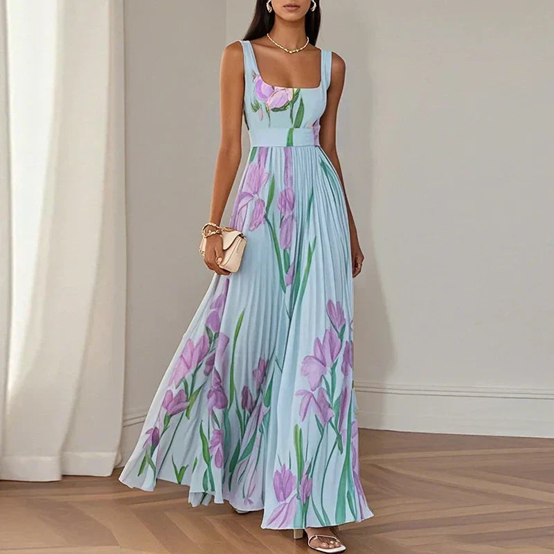 Floriene | Vestido maxi A-line con estampado floral