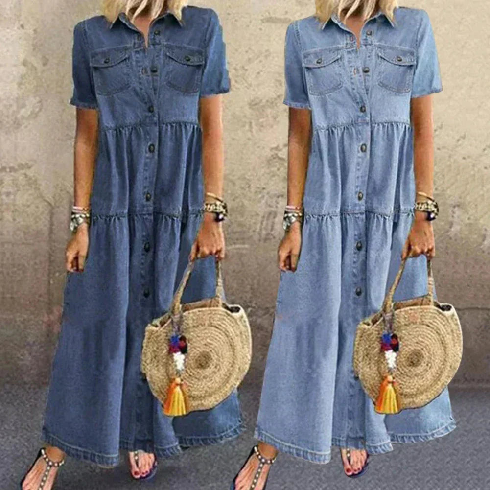 Vaqueira | Vestido denim fluido