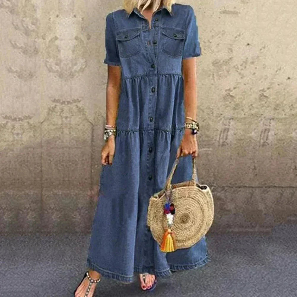 Vaqueira | Vestido denim fluido