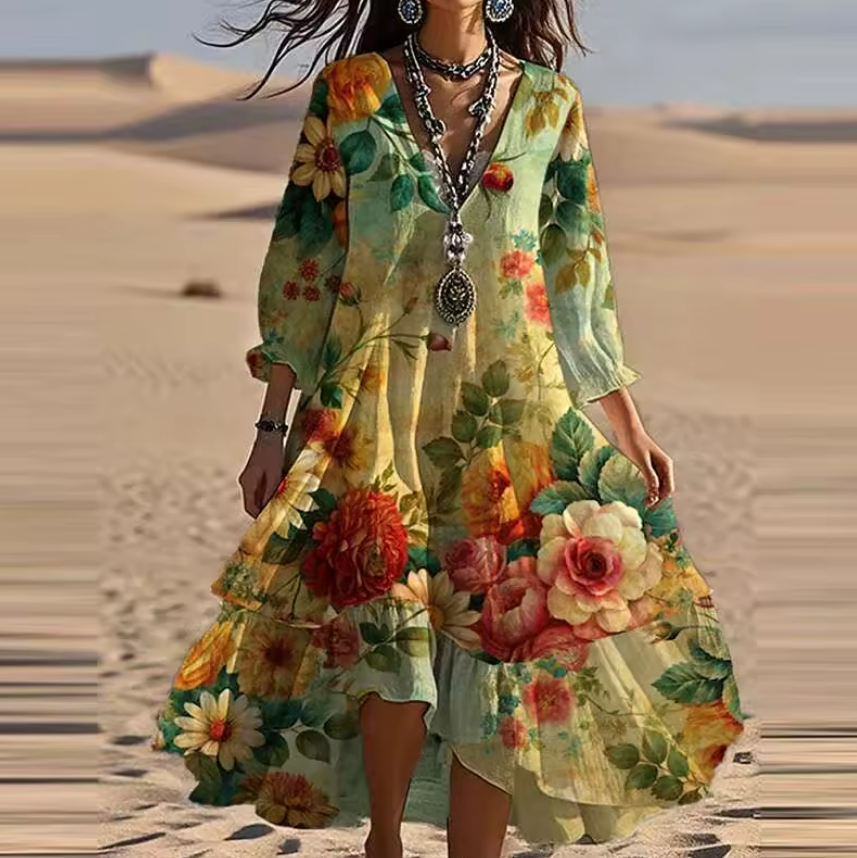 Isel | Vestido maxi floral cómodo