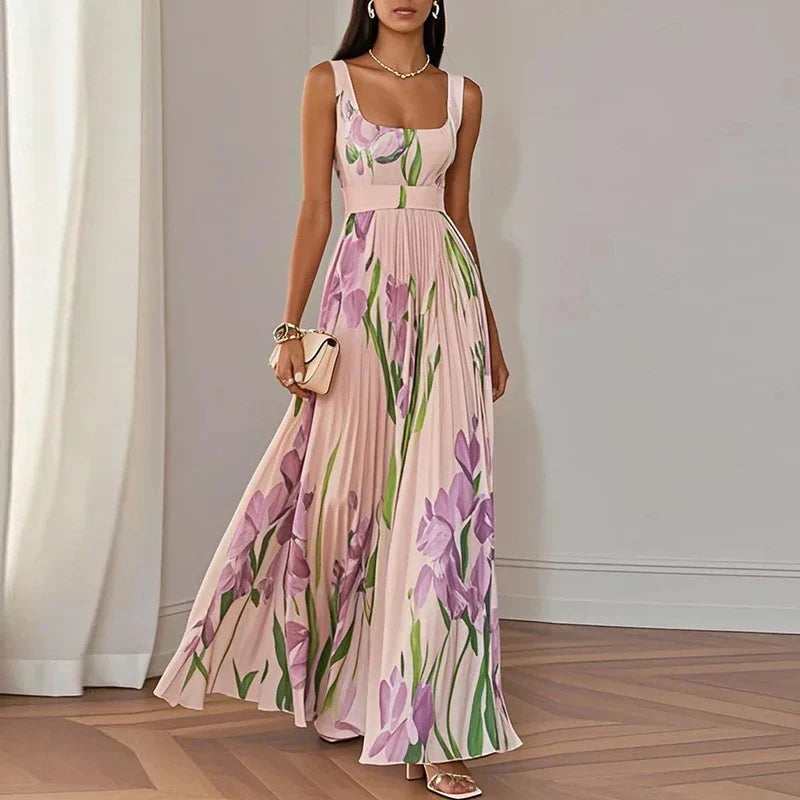 Floriene | Vestido maxi A-line con estampado floral
