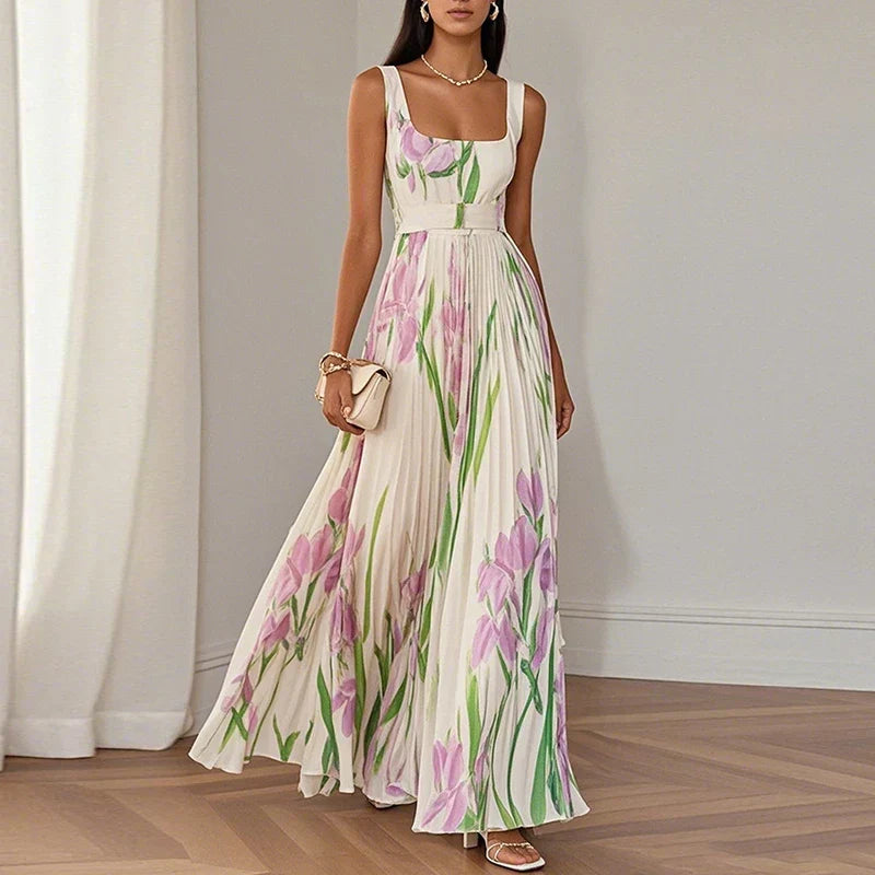 Floriene | Vestido maxi A-line con estampado floral