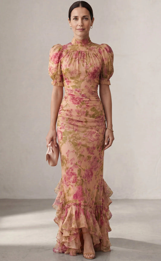 Selara | Vestido vintage rosa floreado