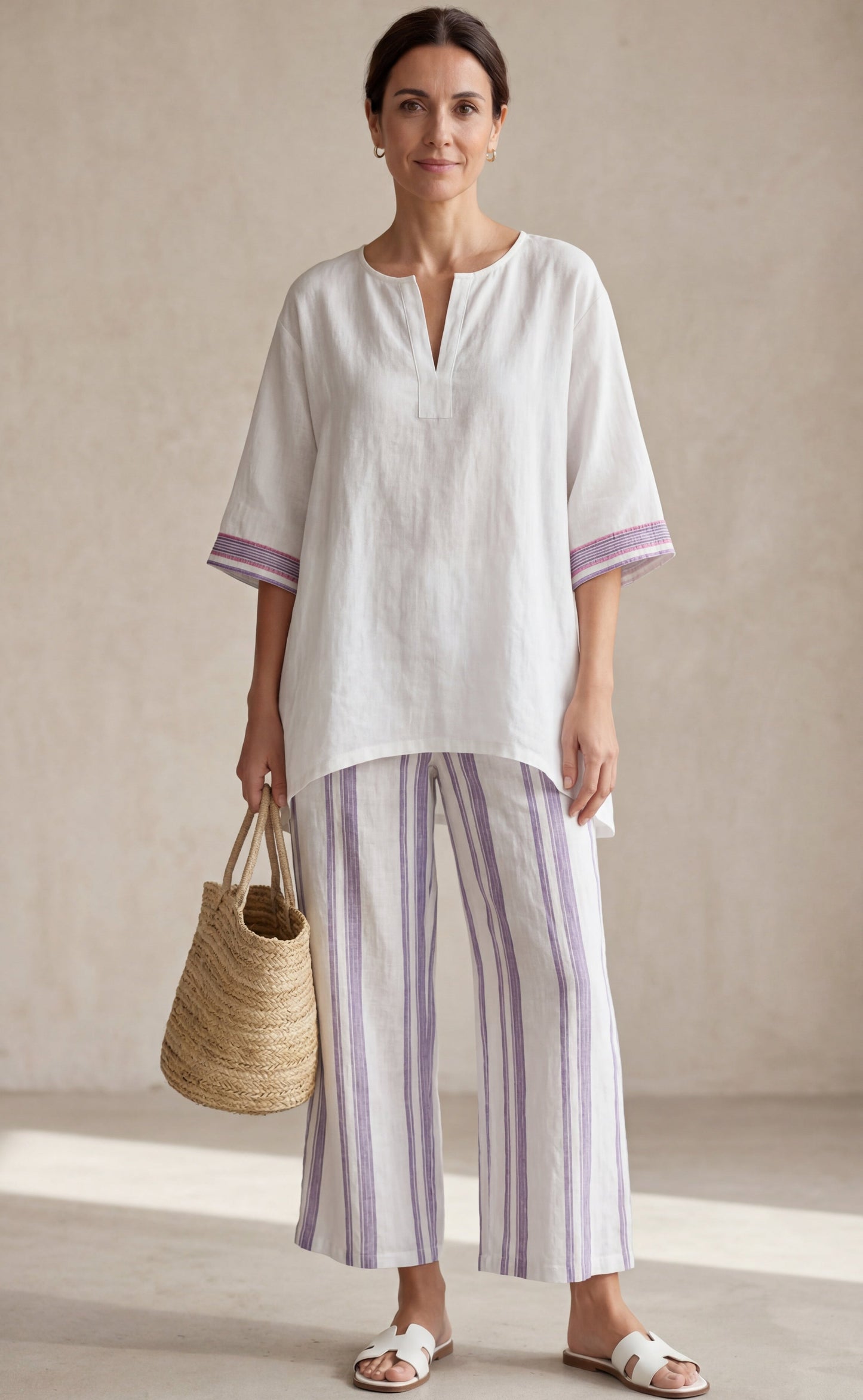 Maria del Mar | Camiseta cómoda y pantalones de bambú a rayas