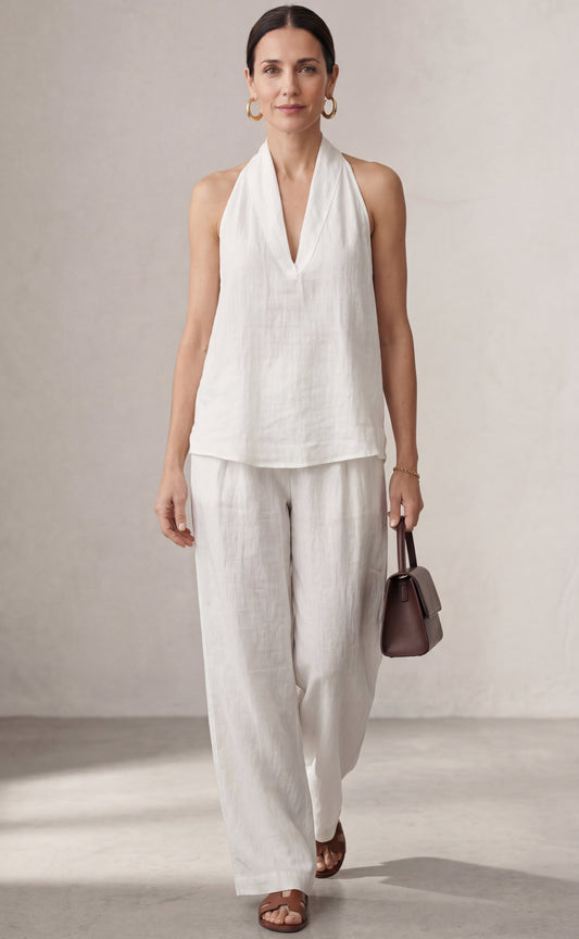 Vega | Conjunto de lino con escote en V y pantalón fluido