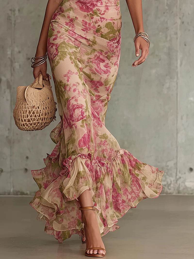 Mae | Vestido vintage rosa floreado
