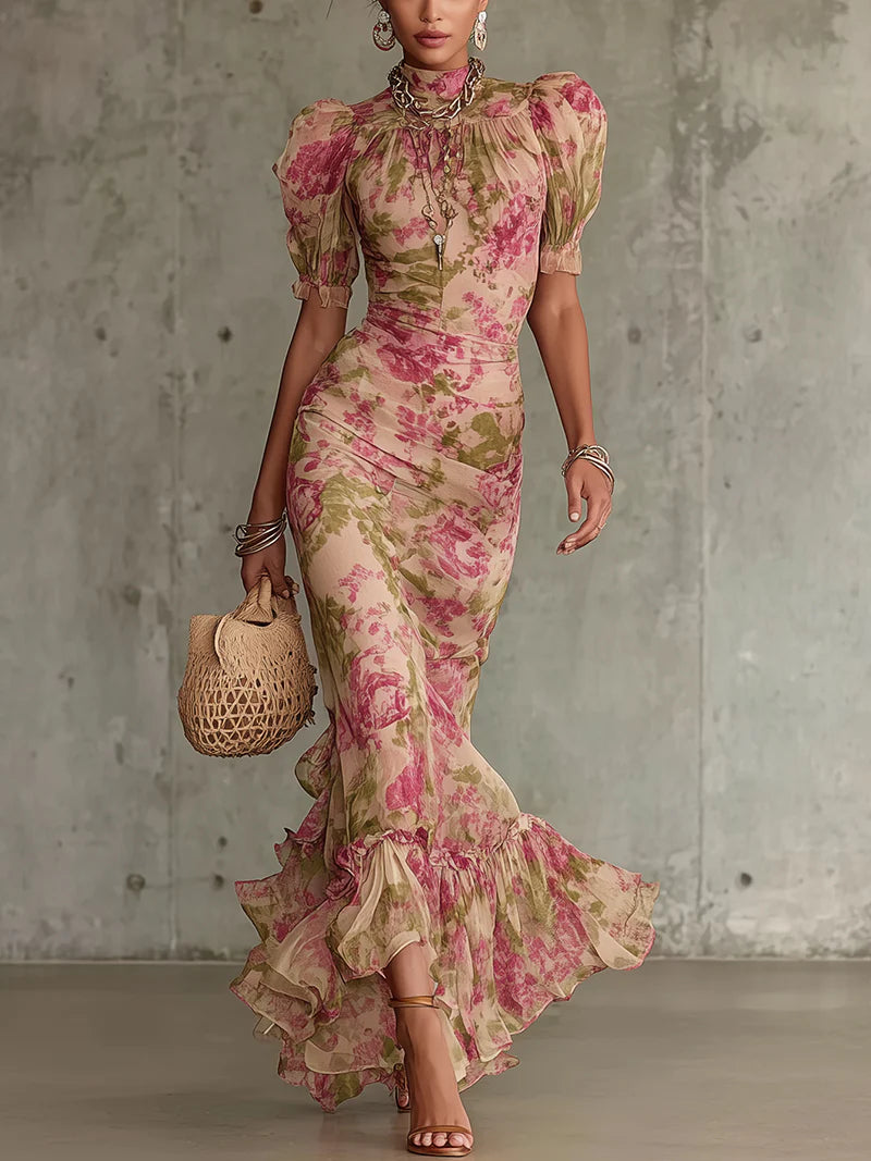 Selara | Vestido vintage rosa floreado