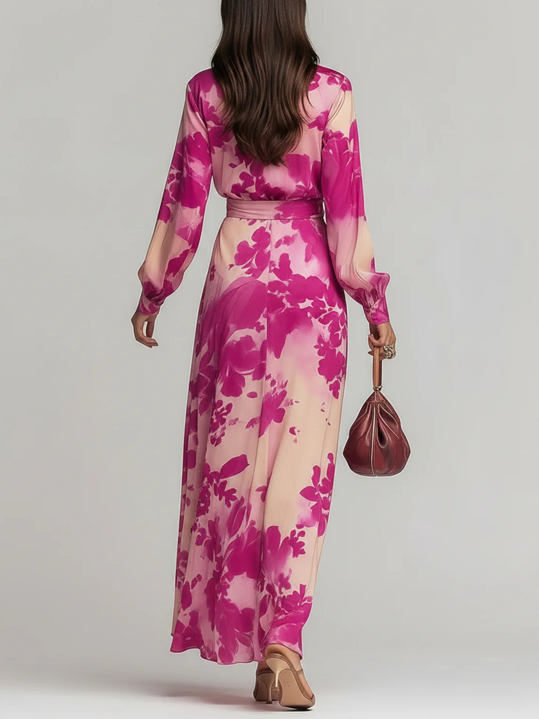 Yulia | Vestido floral rosa con cinturón