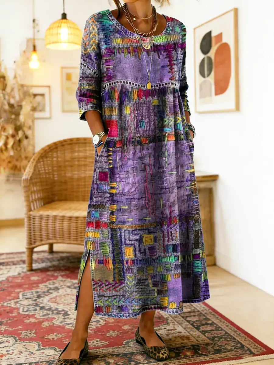 Patricia | Vestido Denim con Patchwork Bohemio