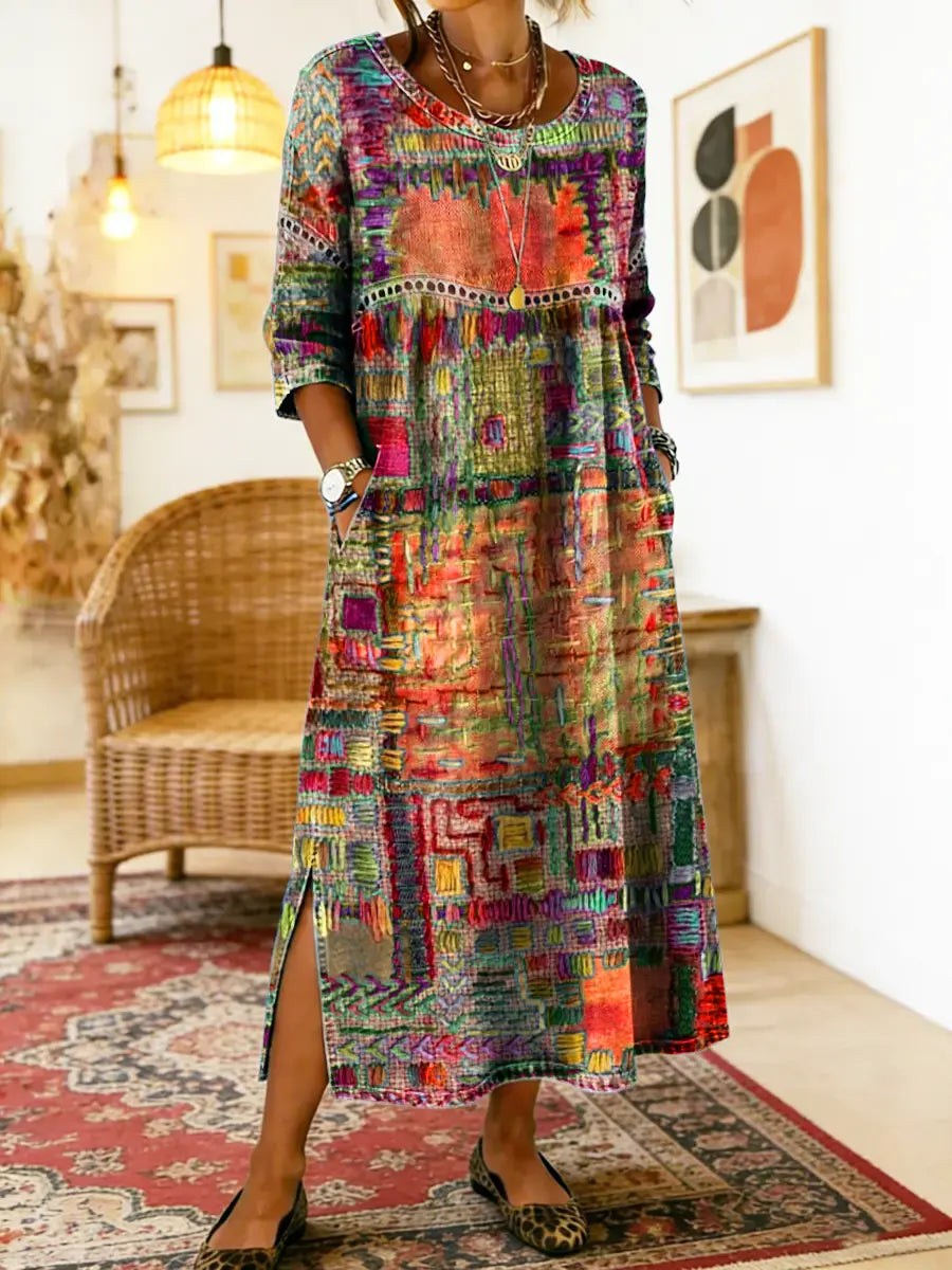 Patricia | Vestido Denim con Patchwork Bohemio