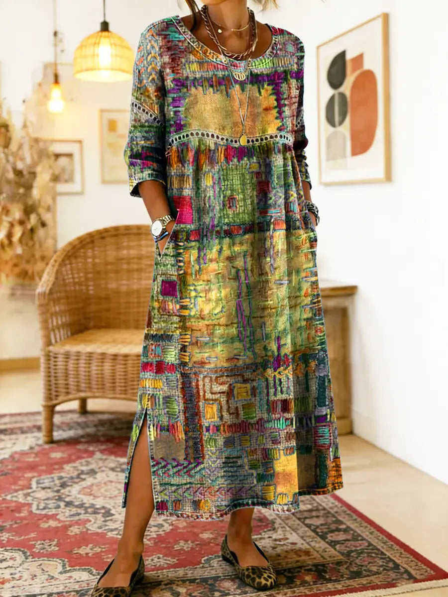 Patricia | Vestido Denim con Patchwork Bohemio