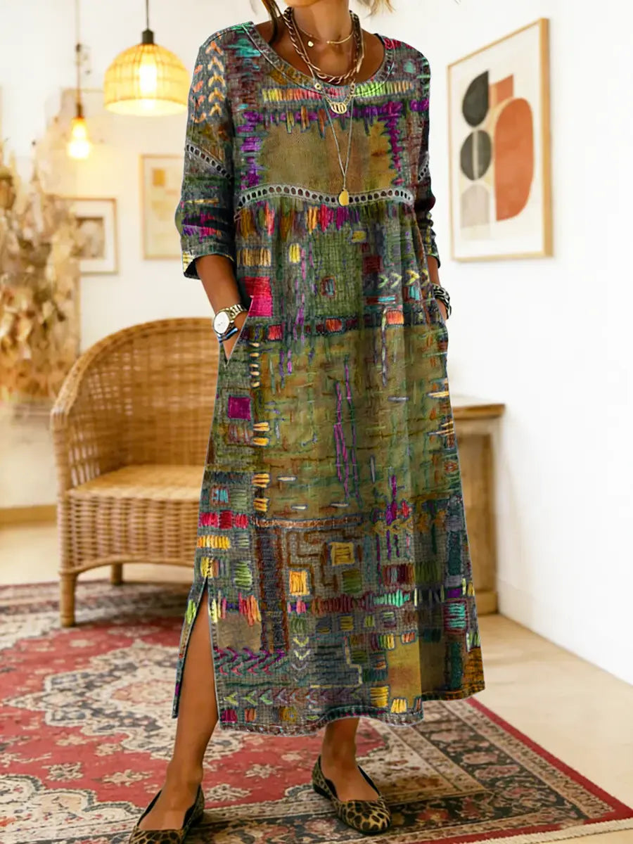 Patricia | Vestido Denim con Patchwork Bohemio