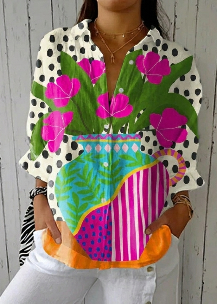 Maya | Blusa con Florero Floreciente