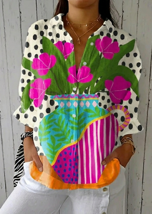 Maya | Blusa con Florero Floreciente