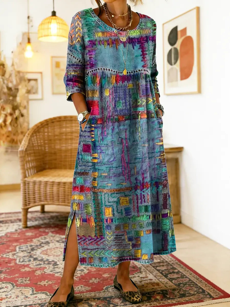 Patricia | Vestido Denim con Patchwork Bohemio