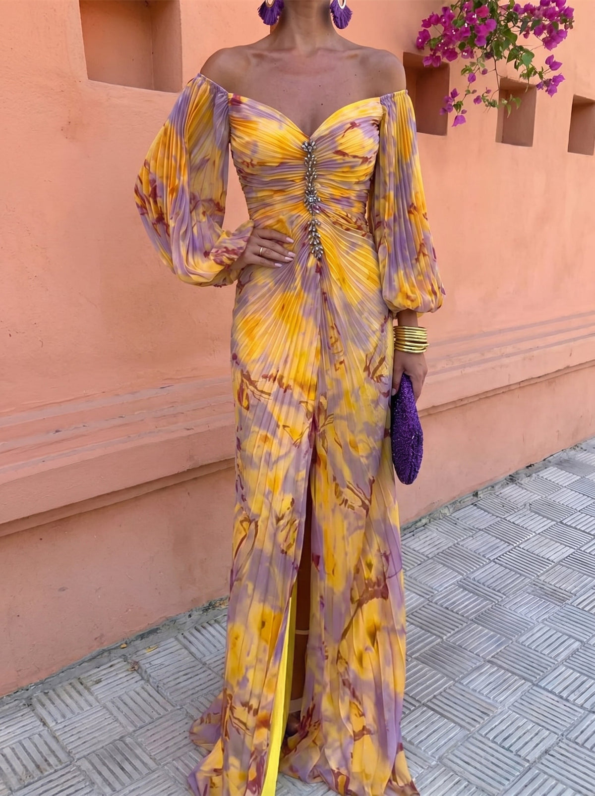 Isadorea | Vestido largo floral con escote en V profundo
