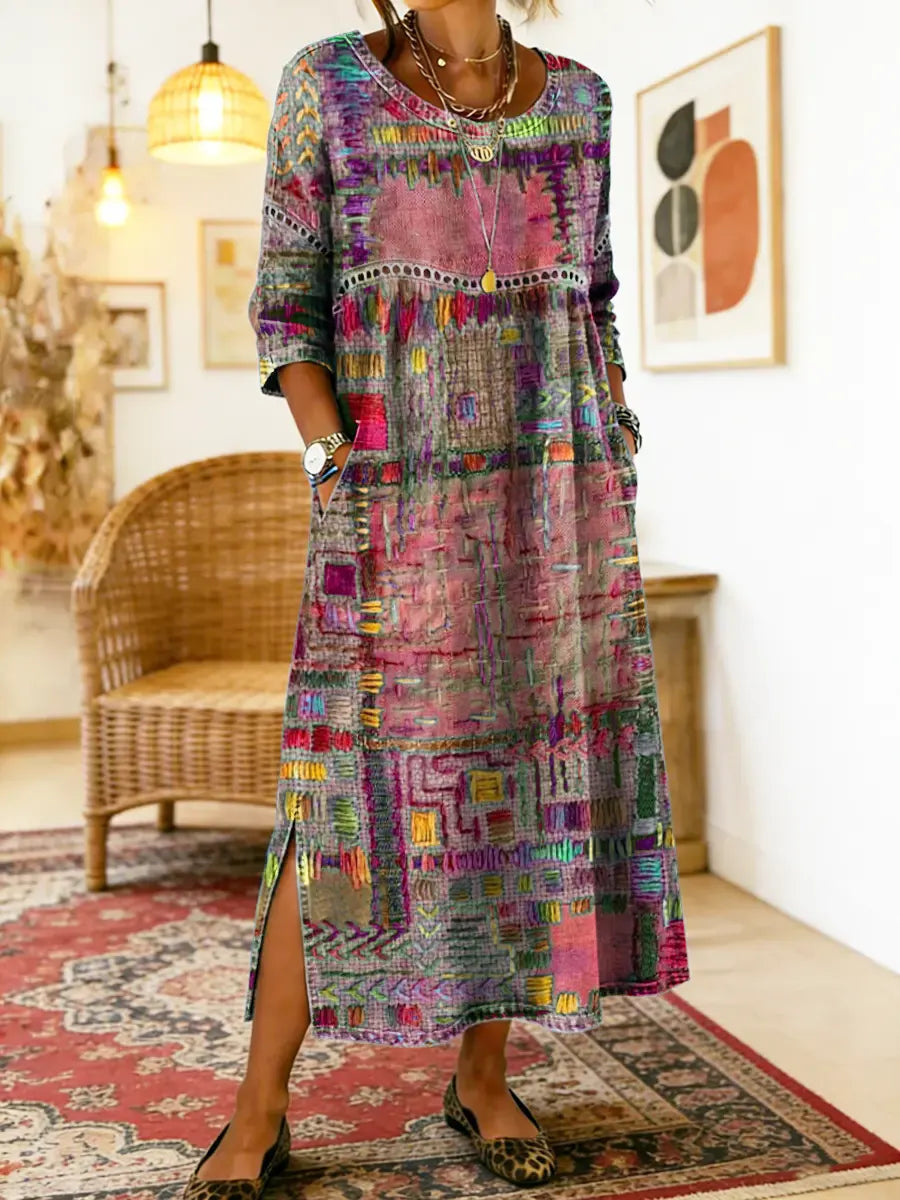 Patricia | Vestido Denim con Patchwork Bohemio