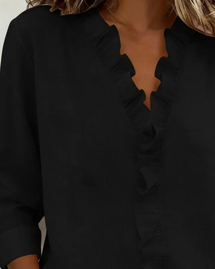 Malinali |  Blusa con Volantes y Cuello en V