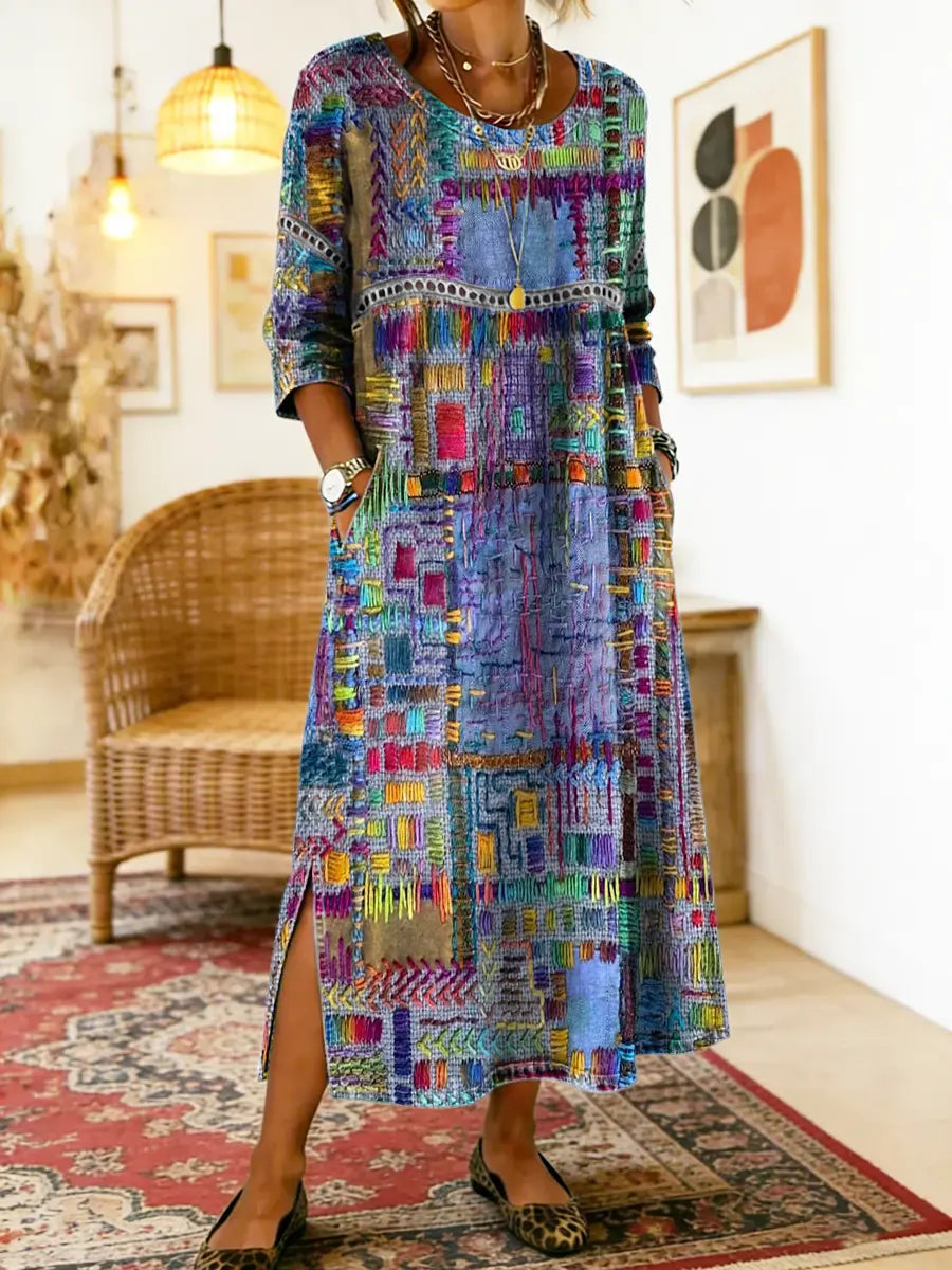Patricia | Vestido Denim con Patchwork Bohemio
