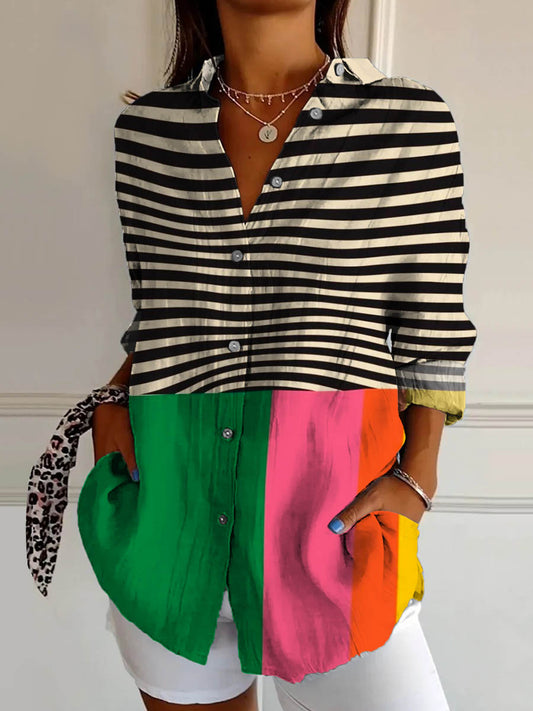Fernanda | Blusa Urbana a Rayas en Contraste