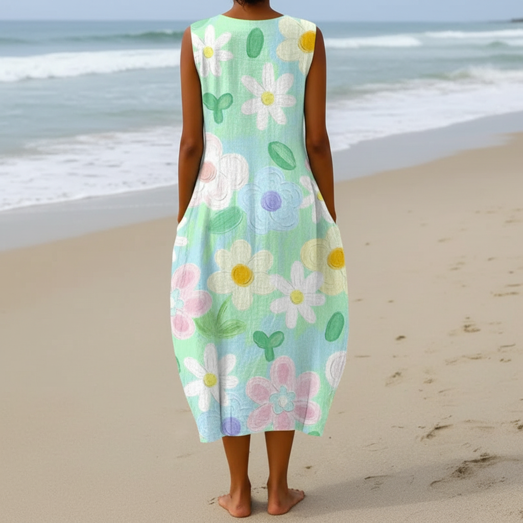Erika | Vestido Midi con Flores Pastel