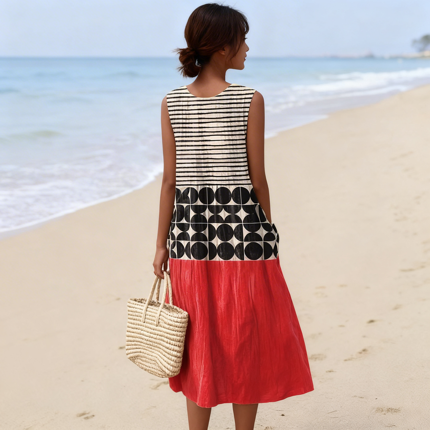 Metztli | Vestido Midi con Bloques de Color