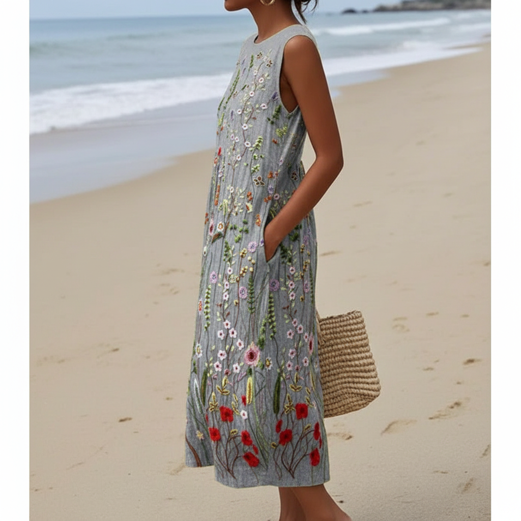 Klara | Vestido Midi con Flores Silvestres