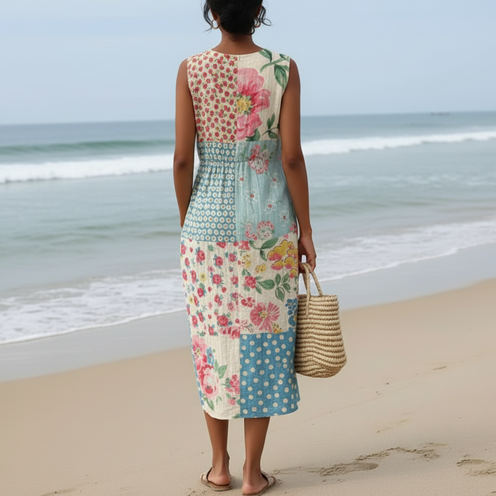 Annah | Vestido Midi de Patchwork
